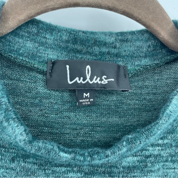 Lulu’s Chic Dark Green Modern Marl Bodycon Midi Dress Knit 3/4 Sleeve sz M - Picture 3 of 10